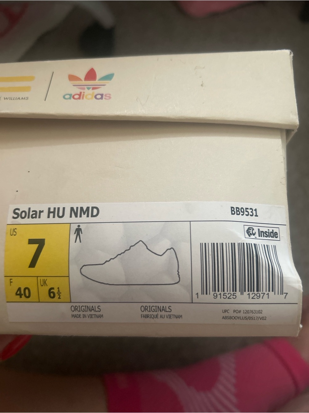 Adidas Pharrell Williams Solar Hu NMD “Motherland” Sneakers Mens Size 7 - Picture 5 of 5